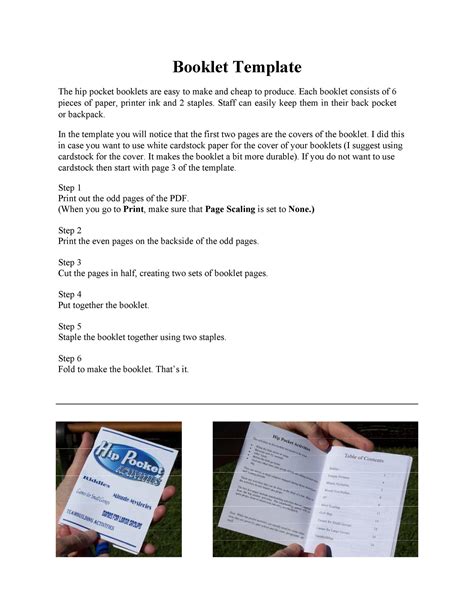 template to create a booklet.